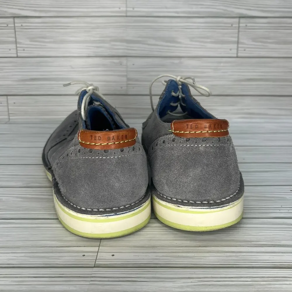 Ted Baker Men's Wingtip Gray Suede Leather Lace-up Oxford Dress Shoes Size 11.5
